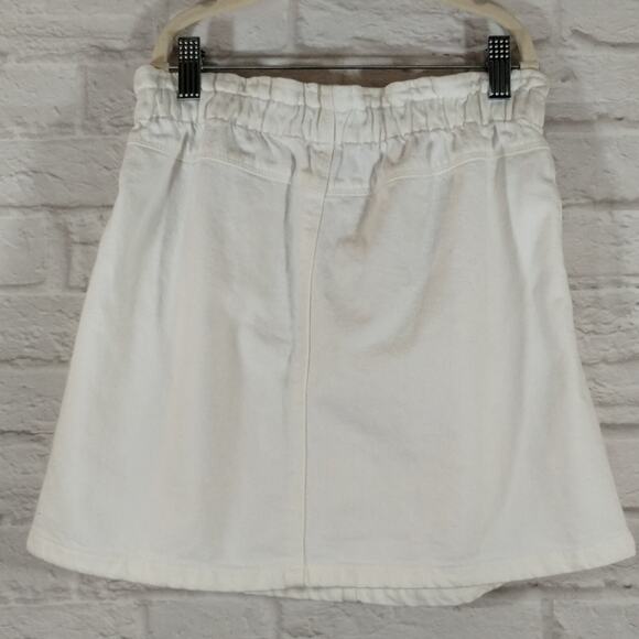 O Zara Big Girls White Paperbag High Rise Cotton Denim Jean Skirt NWT Size 11-12 - Picture 5 of 9